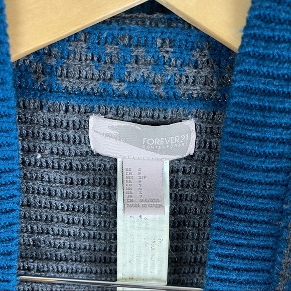 Forever 21 Small Chunky Oversized Aztec Open Cardigan Boho Slouchy Waterfall - Picture 4 of 5